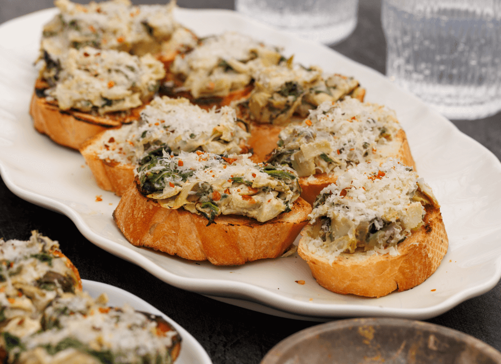 Spinach and Artichoke Crostini