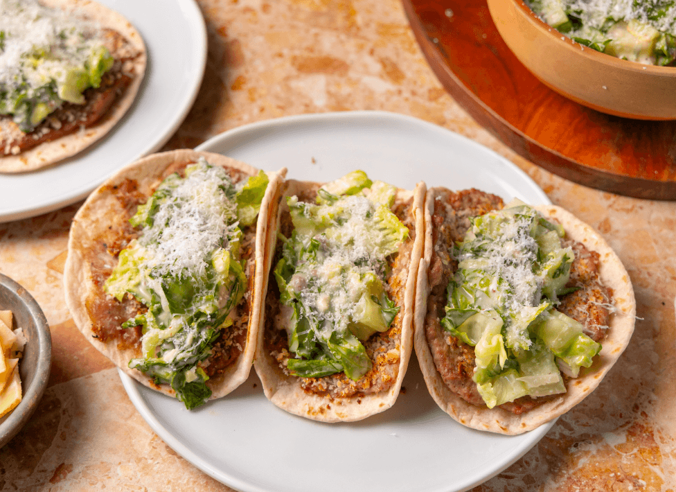 Chicken Caesar Smash Tacos